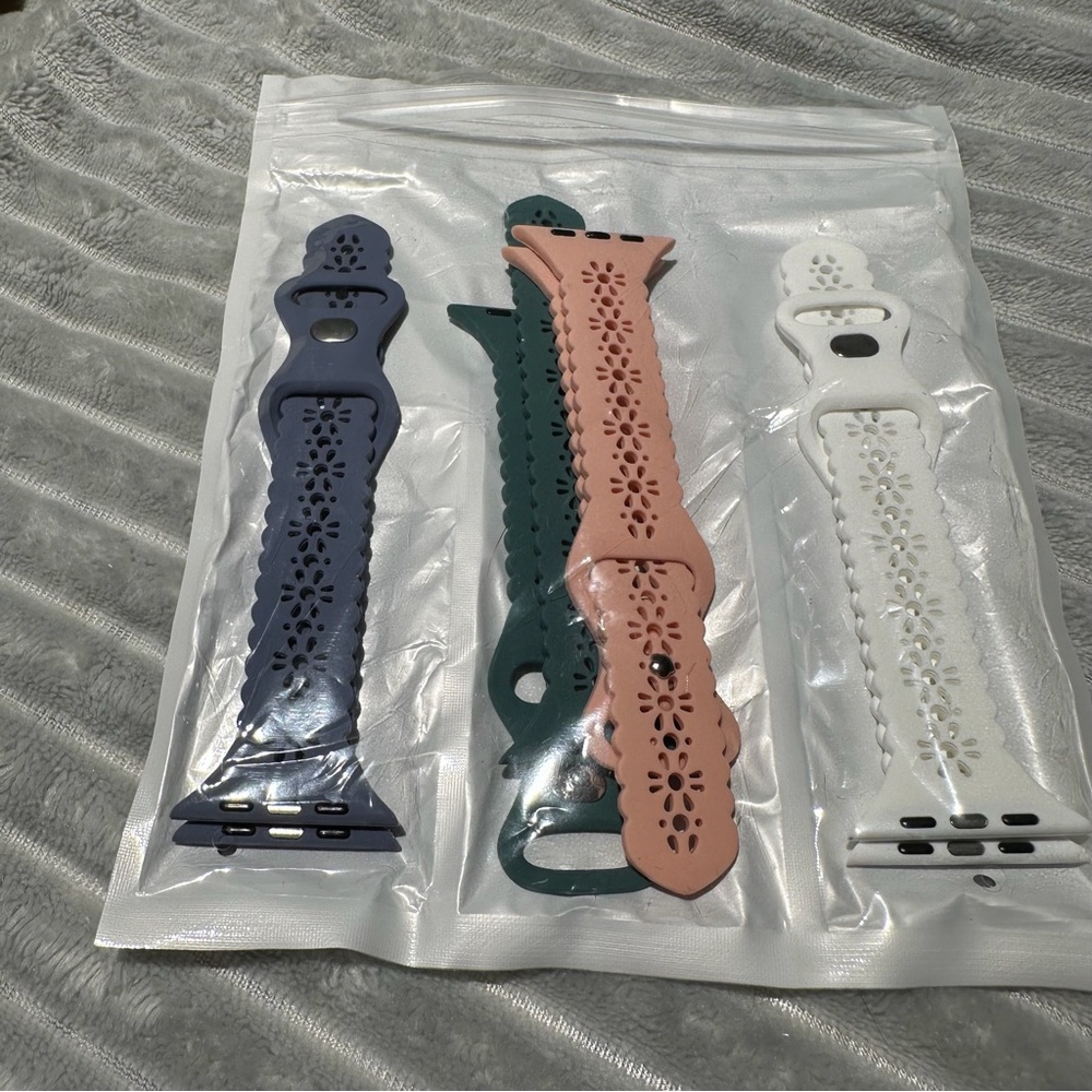 Floral Pattern Silicone Watch Bands - Blue, Green, Pink, White